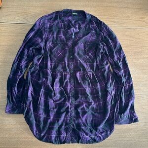 Torrid purple & black plaid babydoll shirt size 00